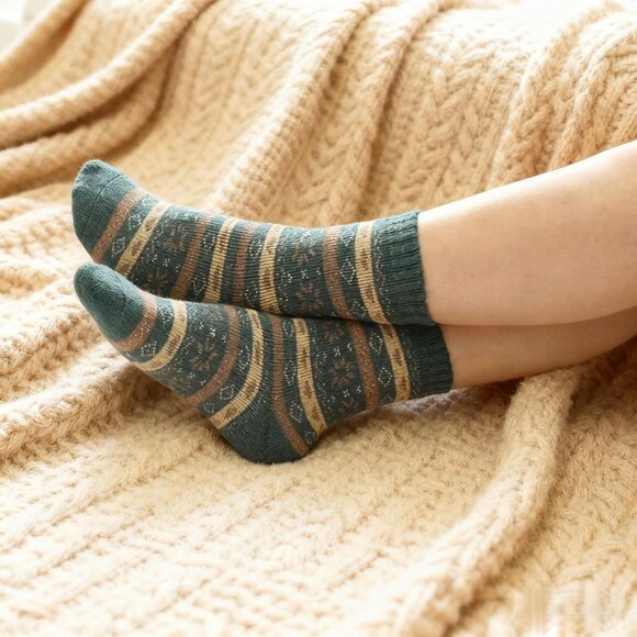 Wool Socks for Women, Cozy Thermal Fall Winter Hiking Alpaca Warm Think Knit Com - Picture 5 of 7